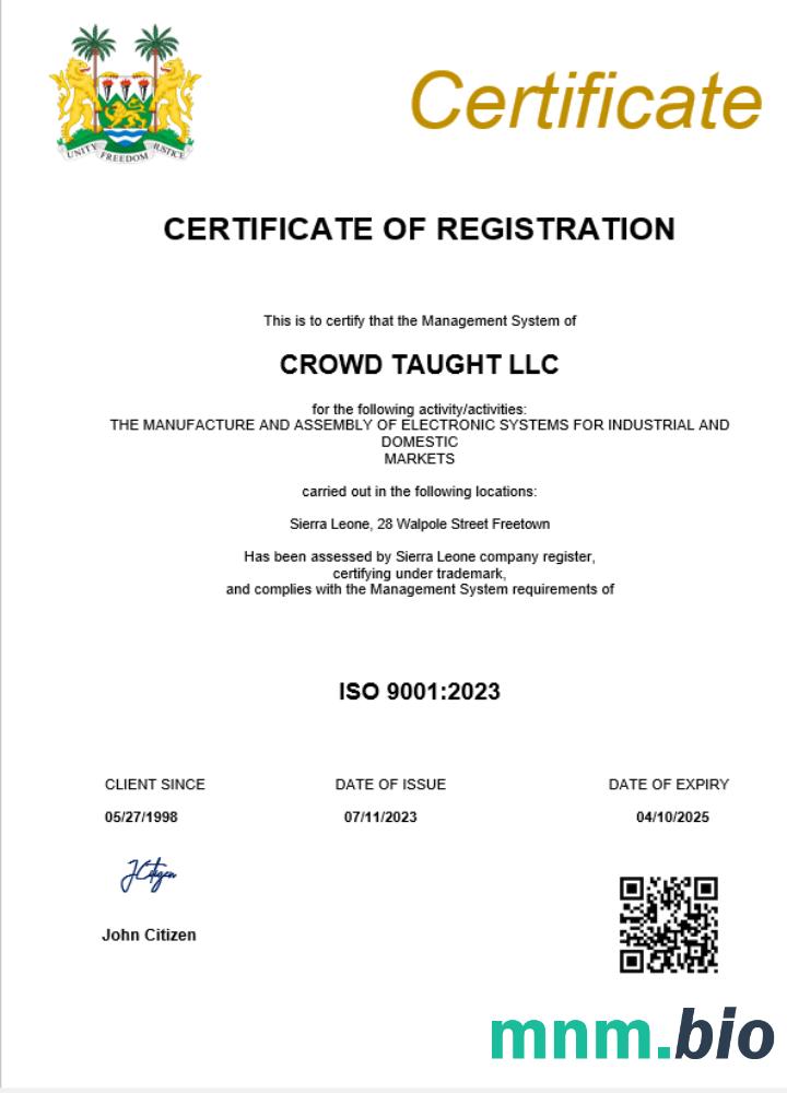 Sierra Leone business registration vcertyfikat Word i szablon PDF
